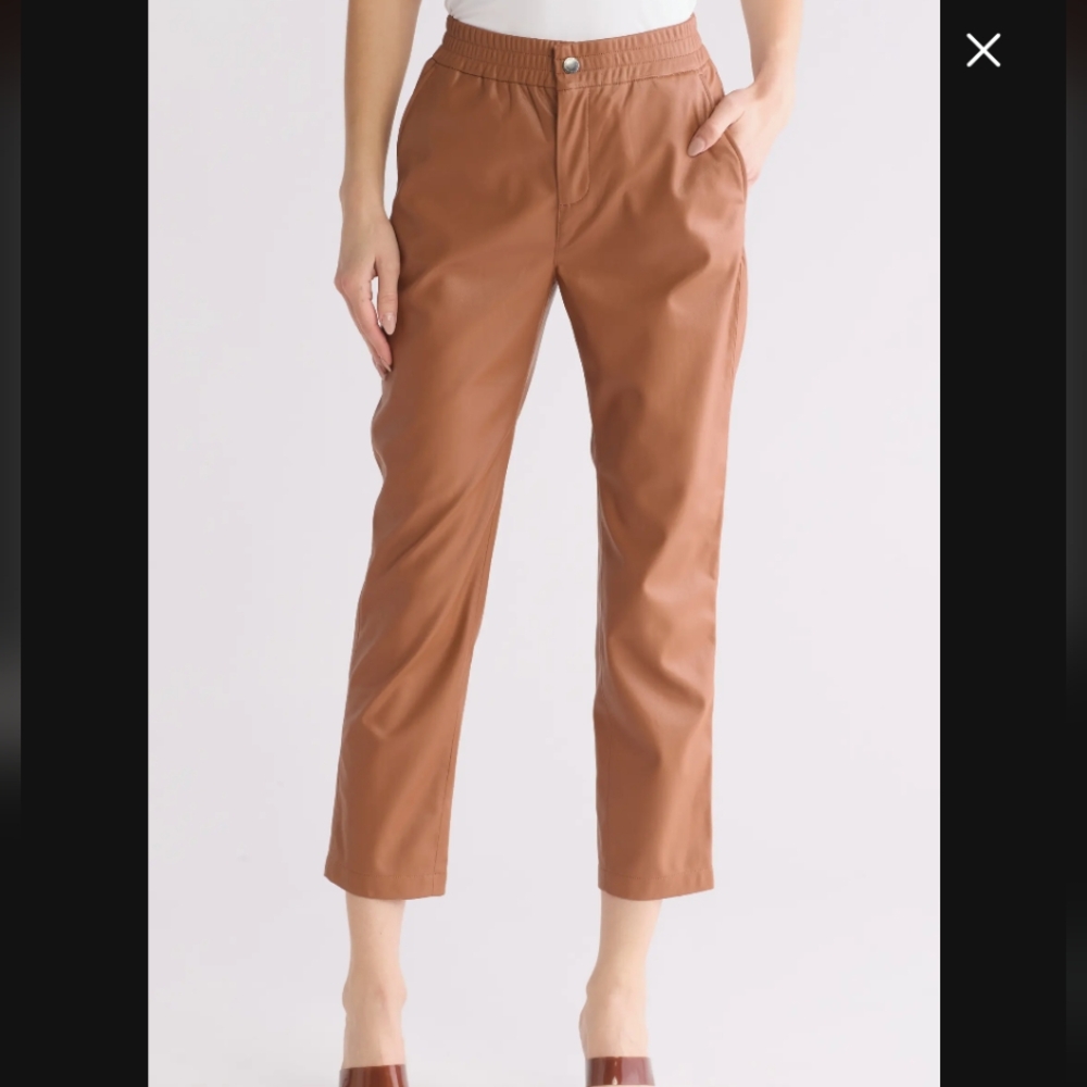 NWT AG Caden Faux Leather Joggers Camel 25